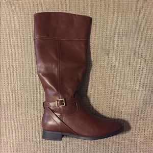 Knee high brown riding boots wide calf